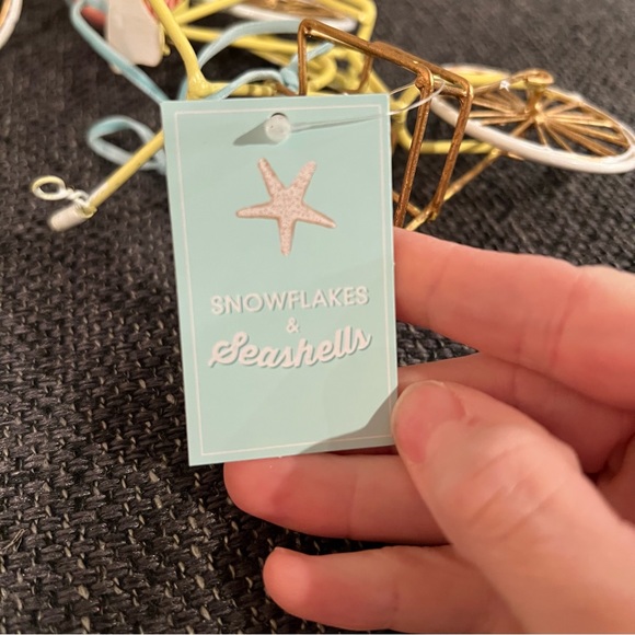 Christmas Ornament Yellow White Metal Bicycle 4.5" x 7" Vintage Bike - Picture 4 of 6